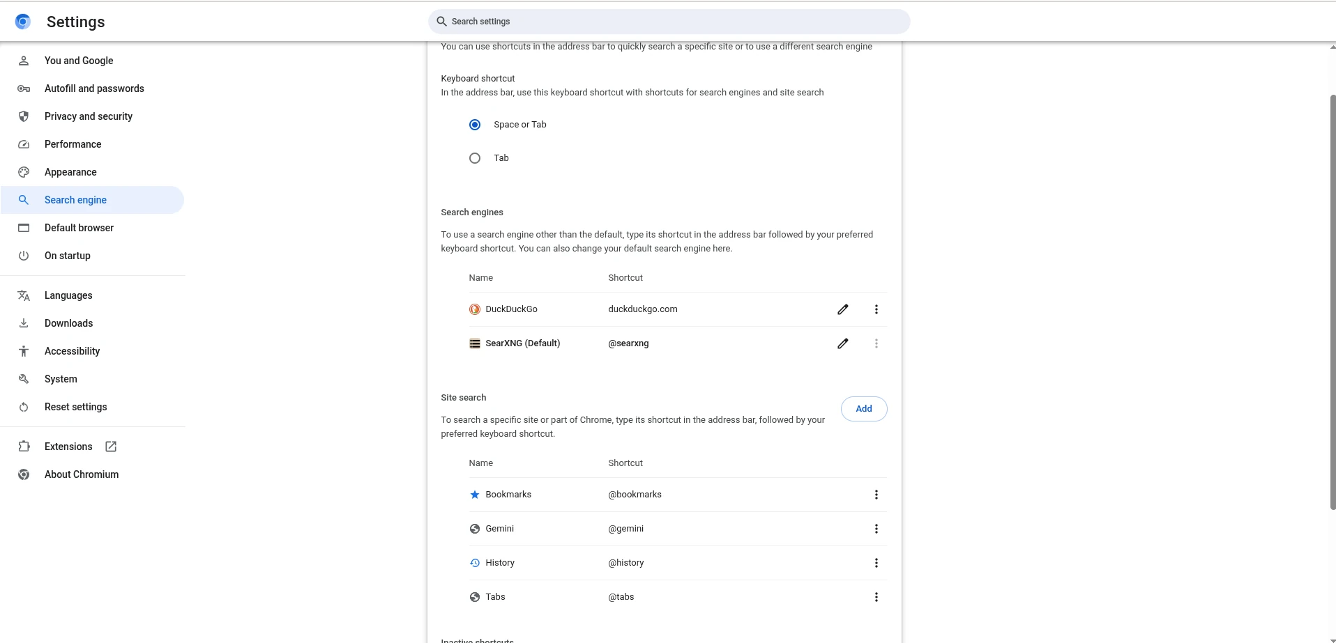 Configuració dels motors de cerca de Chrome